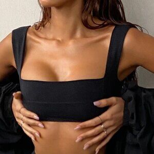 Square Neck Bandeau Bra Black